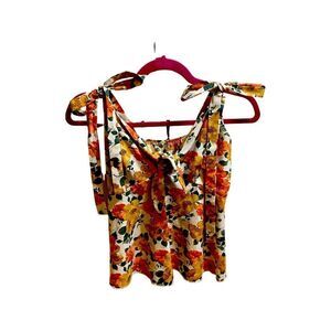 Top – Size Small Floral Mermaid-Style Tie-Shoulder